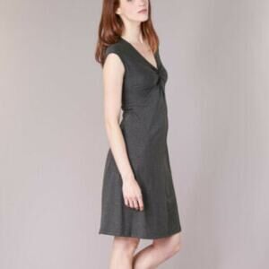 Patagonia Bandha Dark Gray Stretch Knit Knot Front Knee Length Dress Size Medium